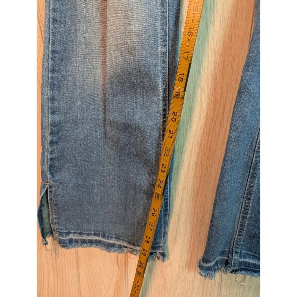 KanCan Flare Jeans Womens 6/25 Light Blue Distressed Fray Hem High Rise Western - Picture 11 of 11